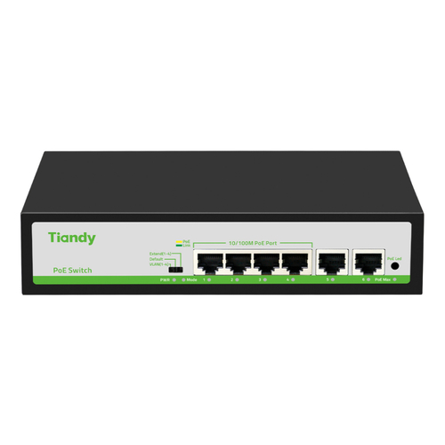Tiandy TC-P3S06 6 Port PoE Network Switch 4 PoE 2 Uplink