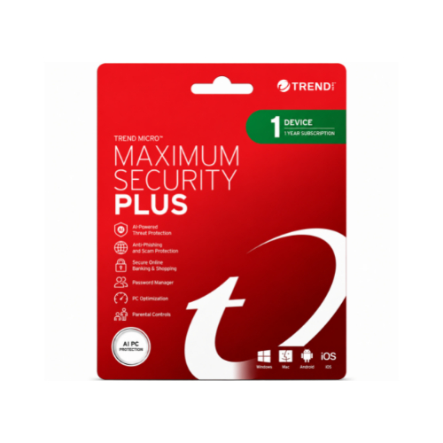 Trend Micro Maximum Security Plus Antivirus Software (1 Device, 1-Year Subscription)