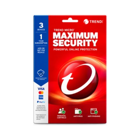 Trend Micro Maximum Security Antivirus Software (3 Devices, 1-Year Subscription)