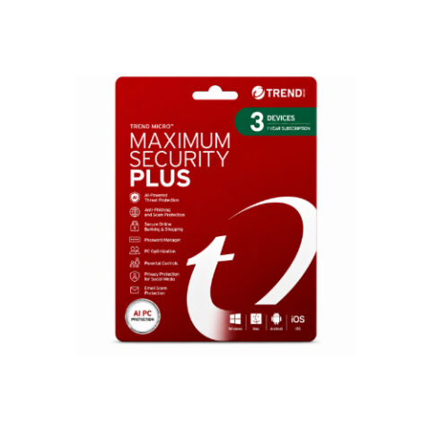 Trend Micro Maximum Security Plus Antivirus Software (3 Devices, 1-Year Subscription)