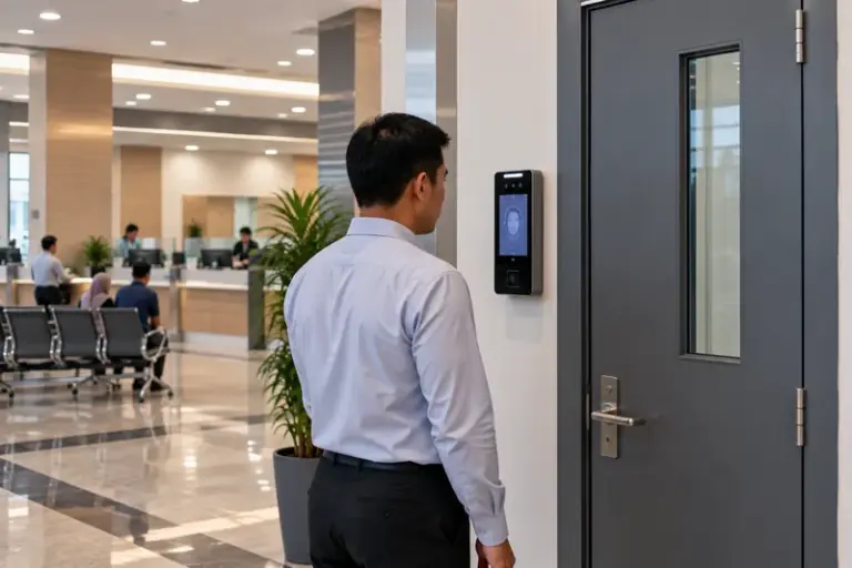 Face recognition terminal at a controlled door in a government service centre