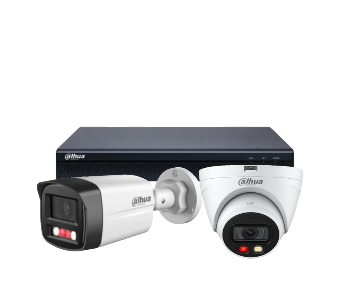 Dahua network video recorder with a bullet camera and a dome camera